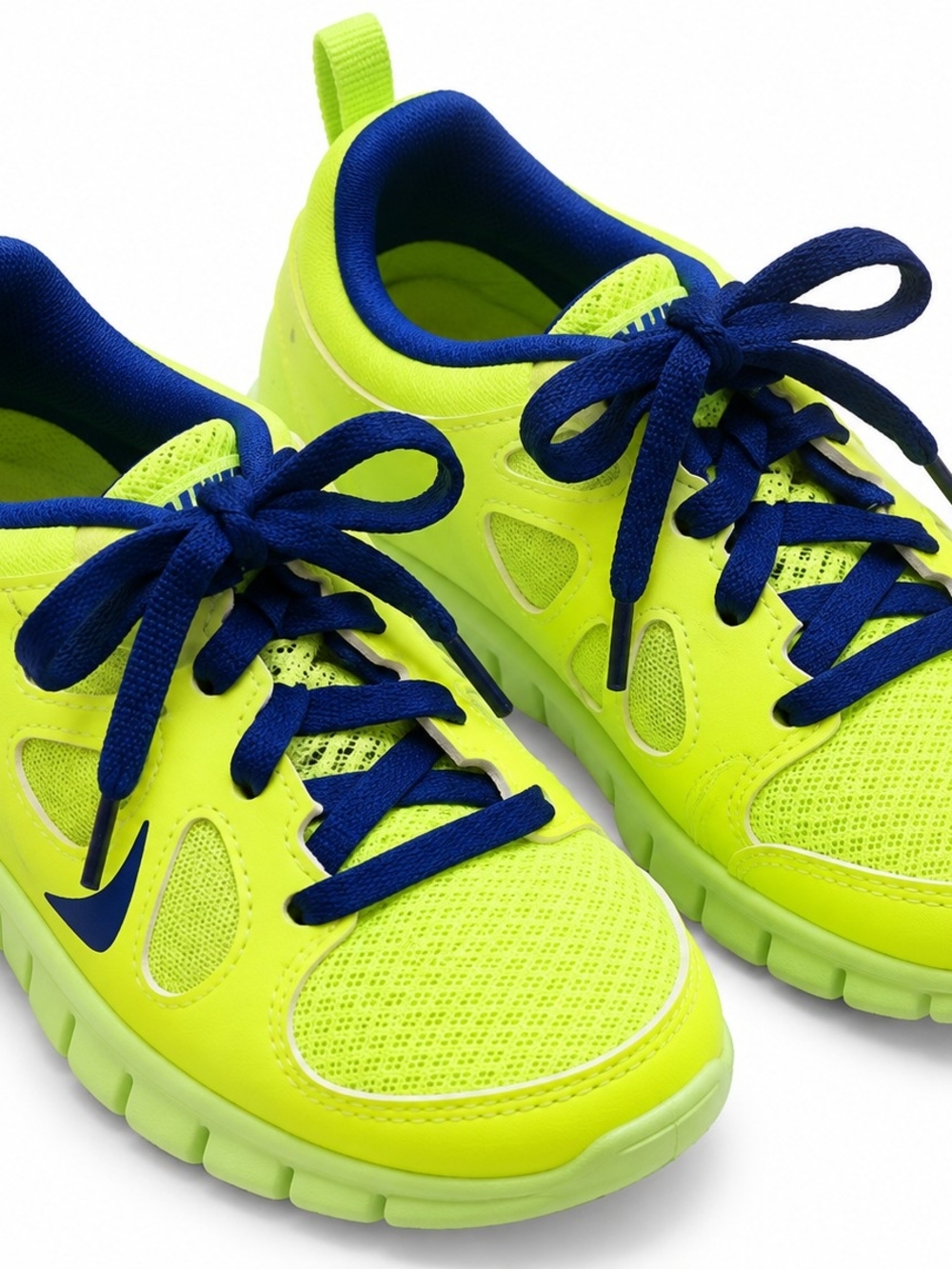 Nike Kids' Neon Yellow and Navy Athletic Sneakers Size 13C